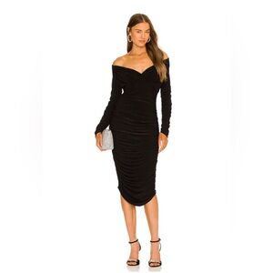 Norma Kamali Tara dress Black Ruched Long-Sleeve Maxi Dress medium